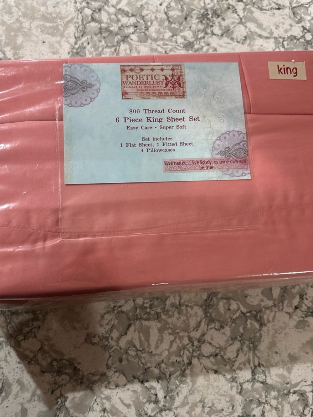 Poetic Wanderlust King 800-Thread Count Mauve Glow Pink 6-Piece Sheet Set